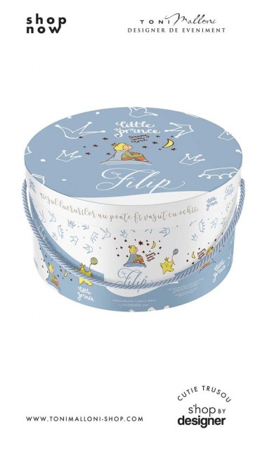 Cutie trusou botez rotunda Micul Print Le Petit Prince Blue 2